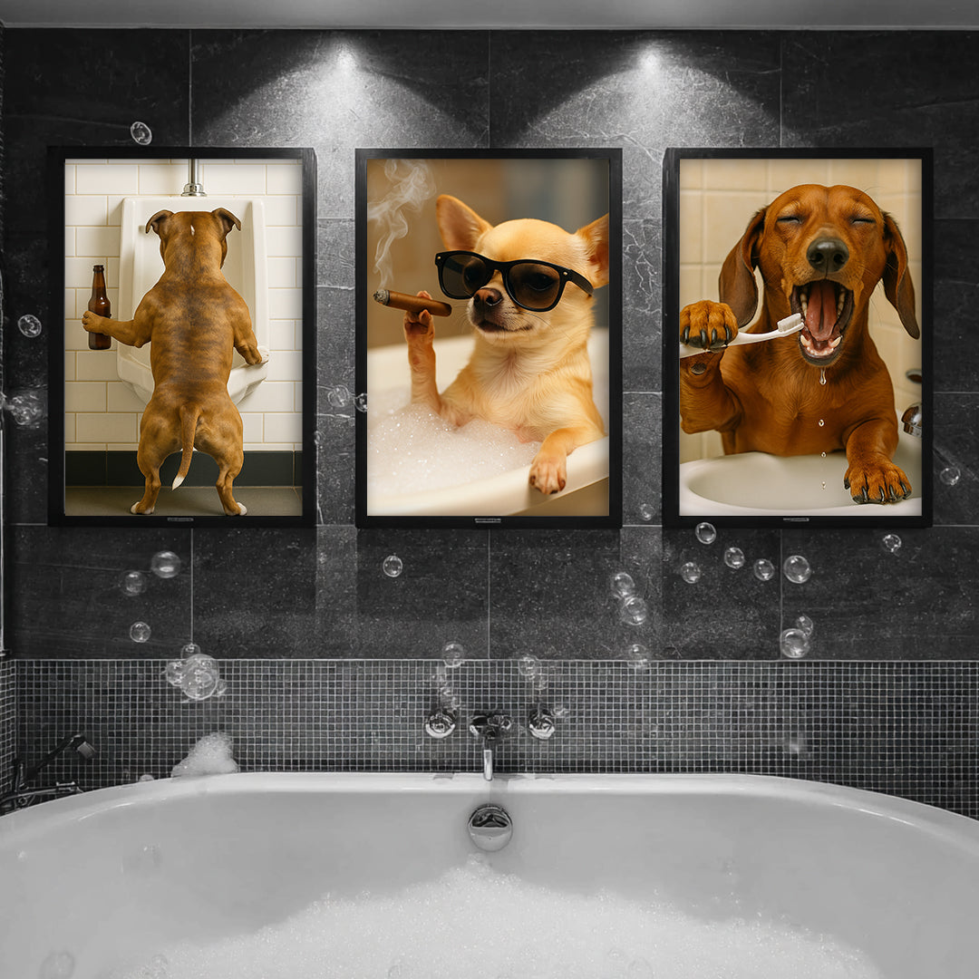 Custom Pet Portrait Digital Download - Funny Dog Wall Art, Pet Memorial Gift, Bathroom Decor Printable