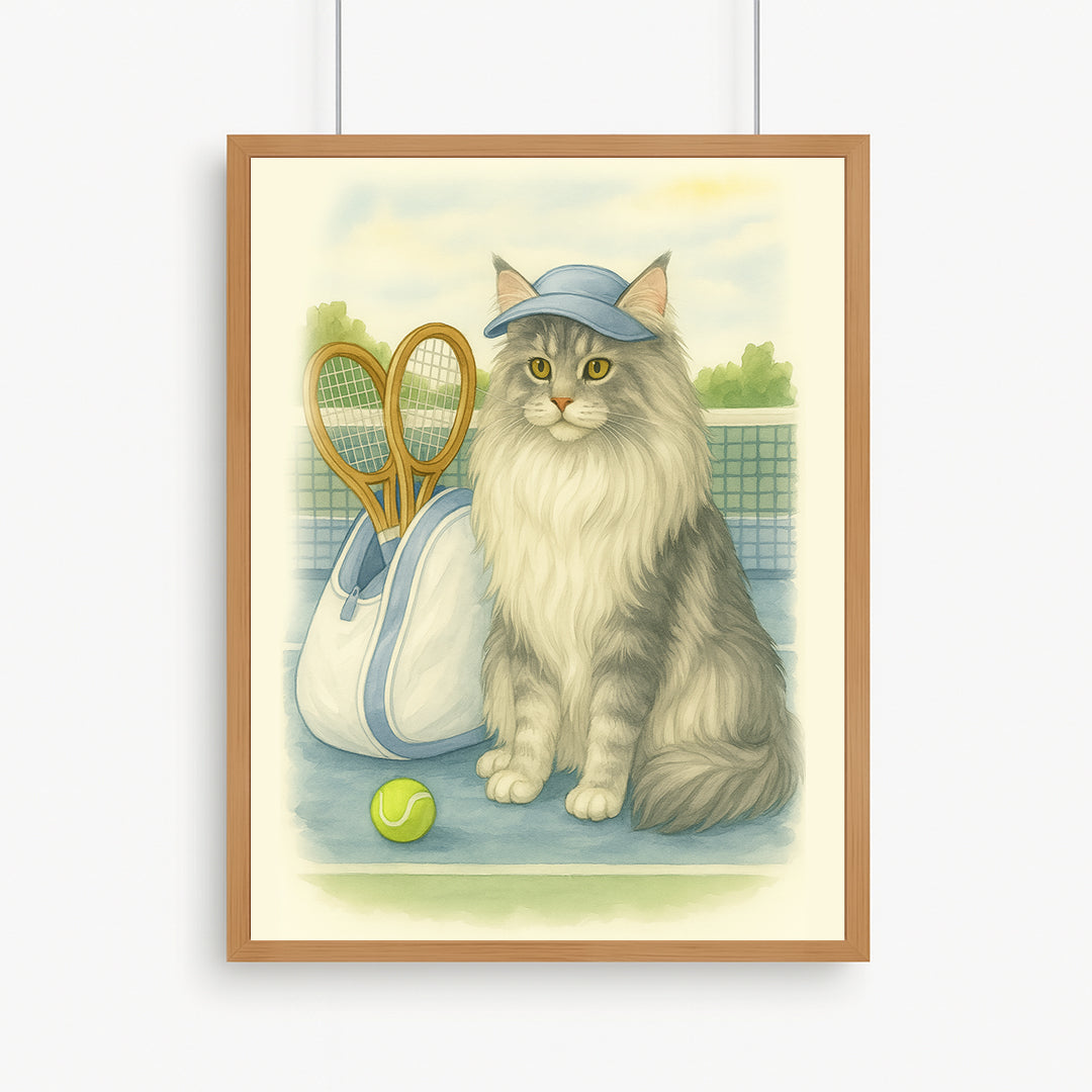 Printable Tennis Pet Portrait – Digital Download, Custom Dog & Cat Watercolor Art