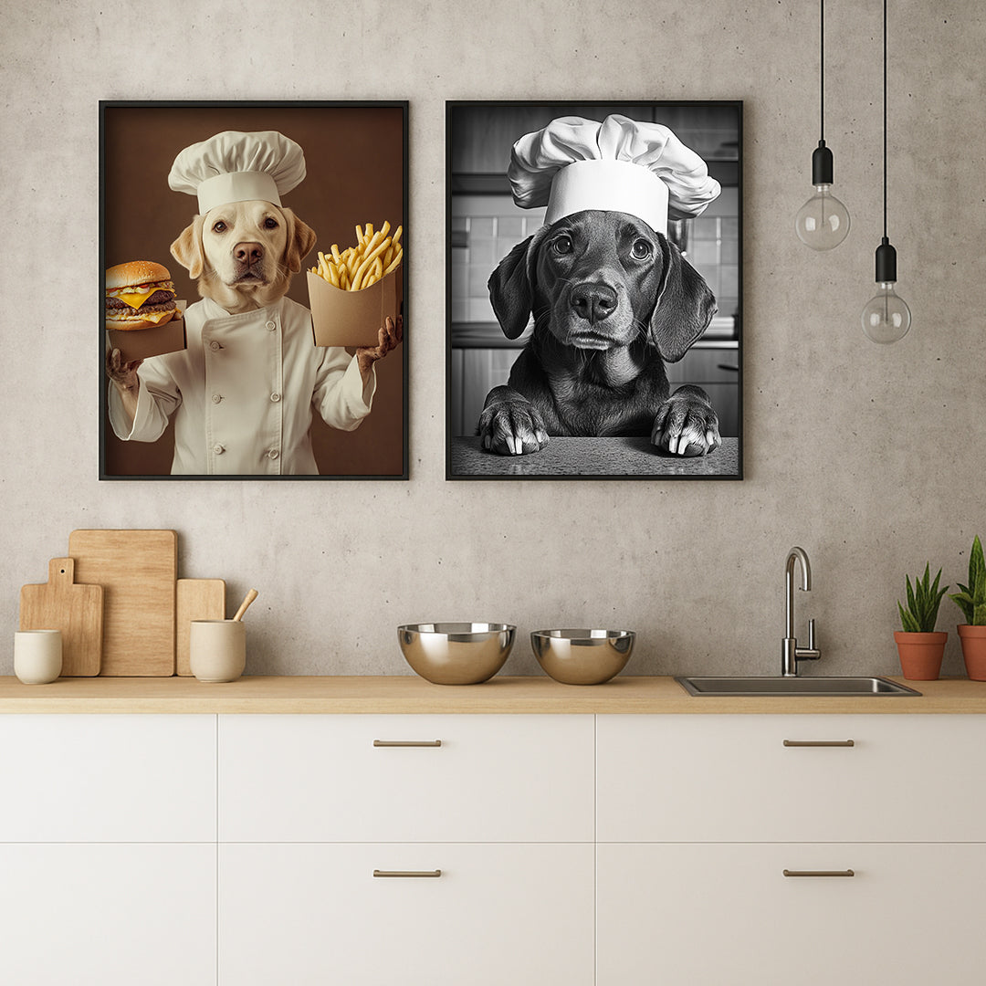 Custom Pet Portrait Digital Download – Funny Dog Café & Kitchen Wall Art