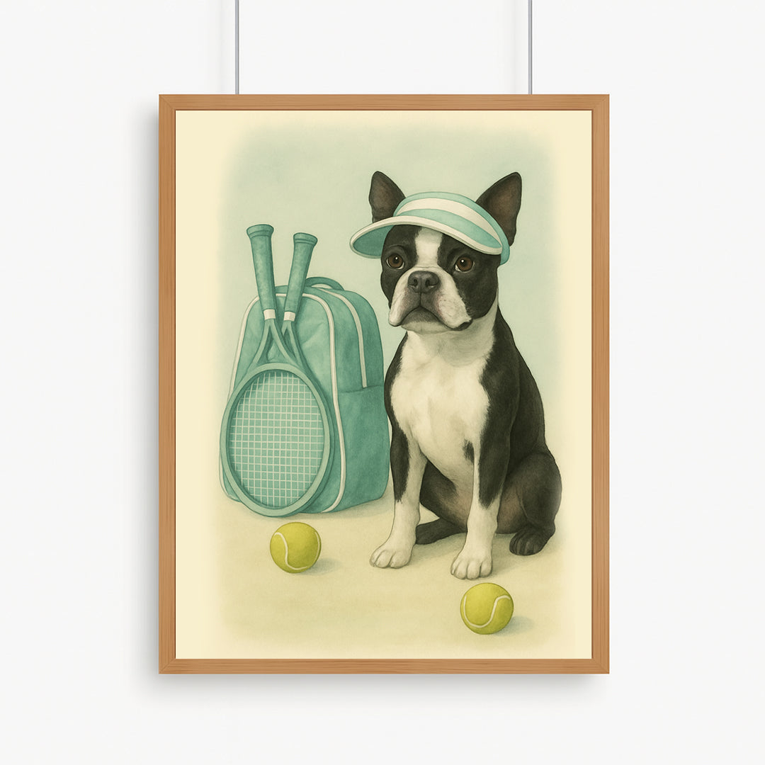 Printable Tennis Pet Portrait – Digital Download, Custom Dog & Cat Watercolor Art