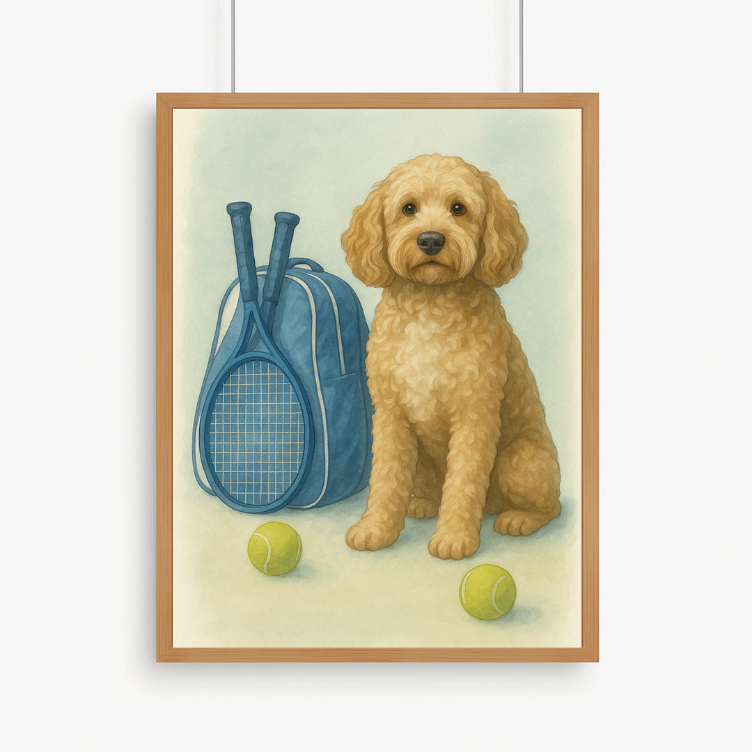 Printable Tennis Pet Portrait – Digital Download, Custom Dog & Cat Watercolor Art