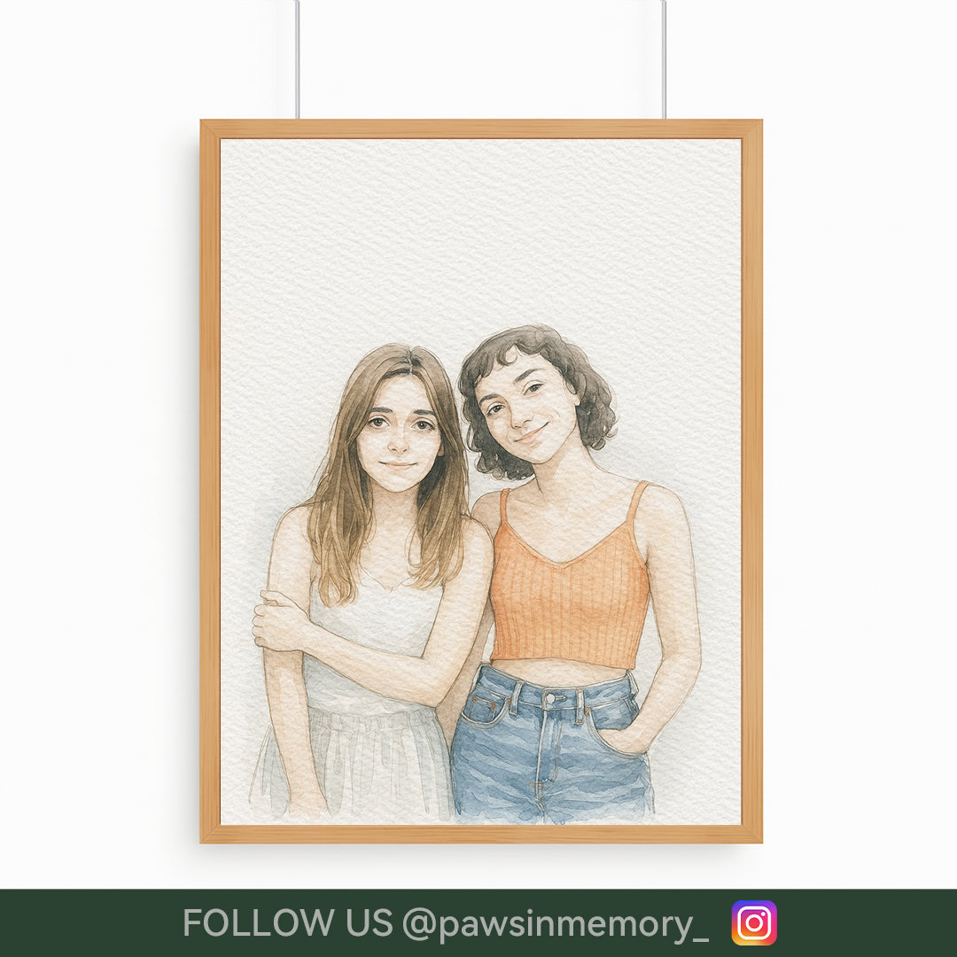 Custom Watercolor Portrait – Personalized People & Pet Illustration from Your Photo | Digital Download