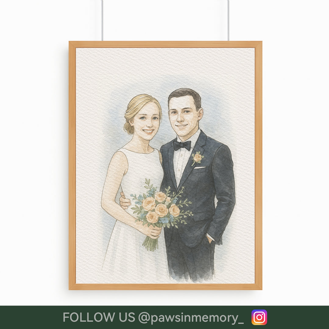 Custom Watercolor Portrait – Personalized People & Pet Illustration from Your Photo | Digital Download