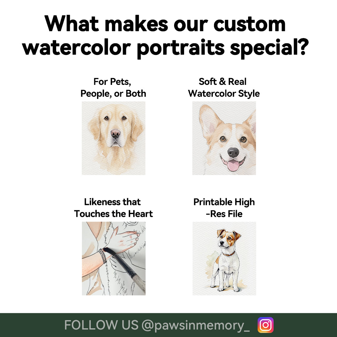 Personalized Watercolor Pet Portrait – Hand-Drawn Custom Cat or Dog Art (Digital Download)