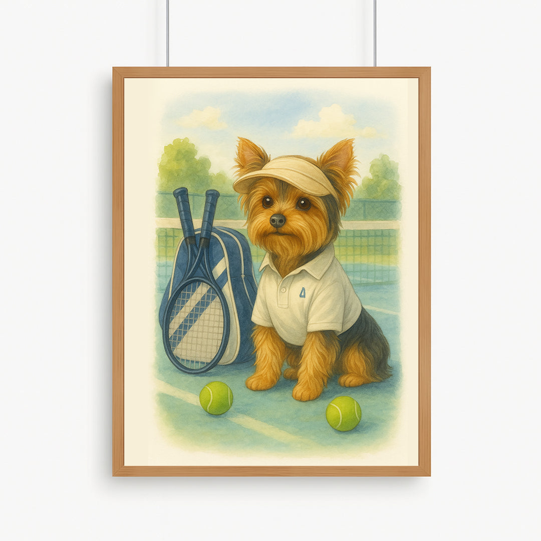 Printable Tennis Pet Portrait – Digital Download, Custom Dog & Cat Watercolor Art