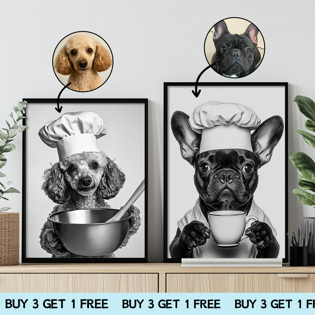 Custom Pet Portrait Digital Download – Funny Dog Café & Kitchen Wall Art