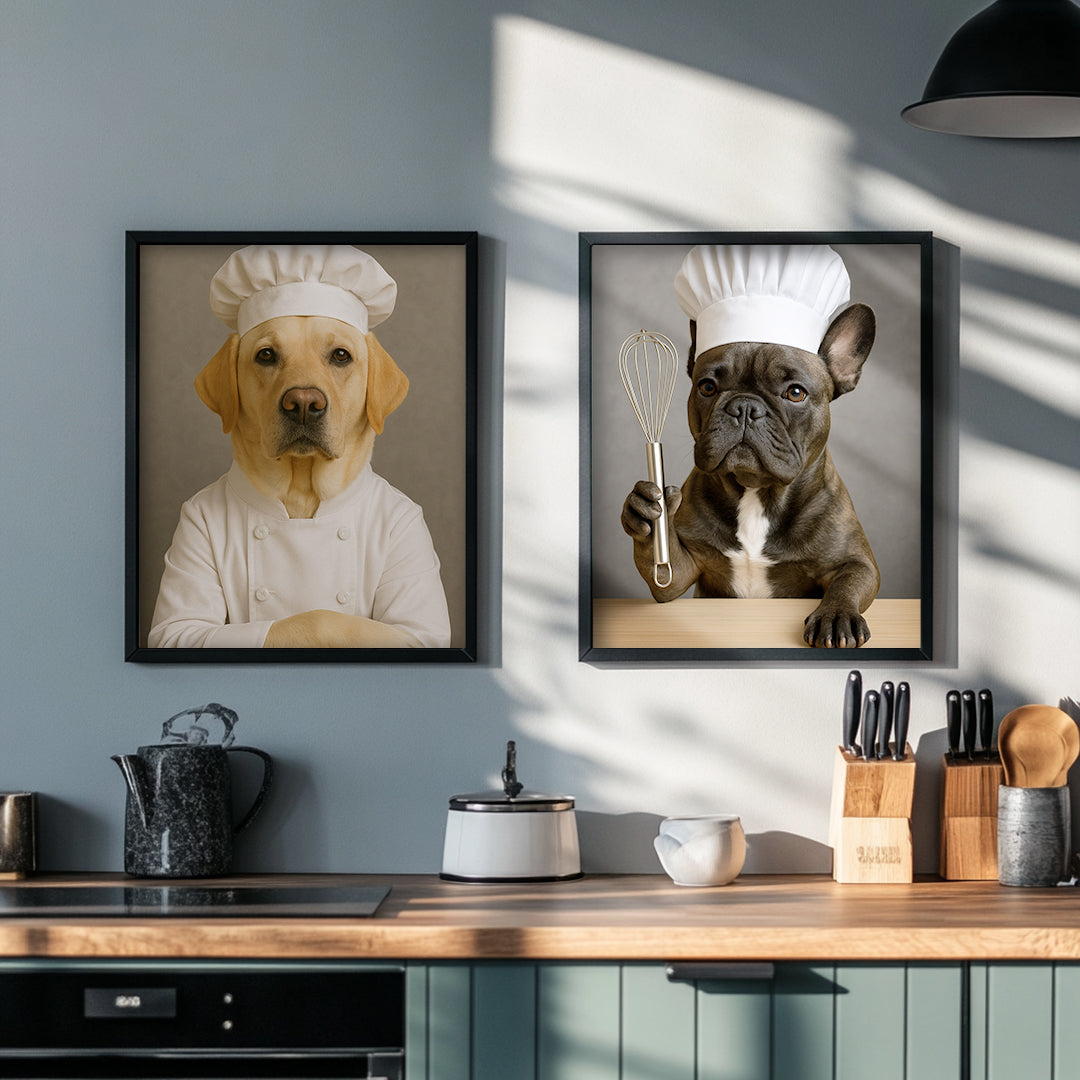 Custom Pet Portrait Digital Download – Funny Dog Café & Kitchen Wall Art