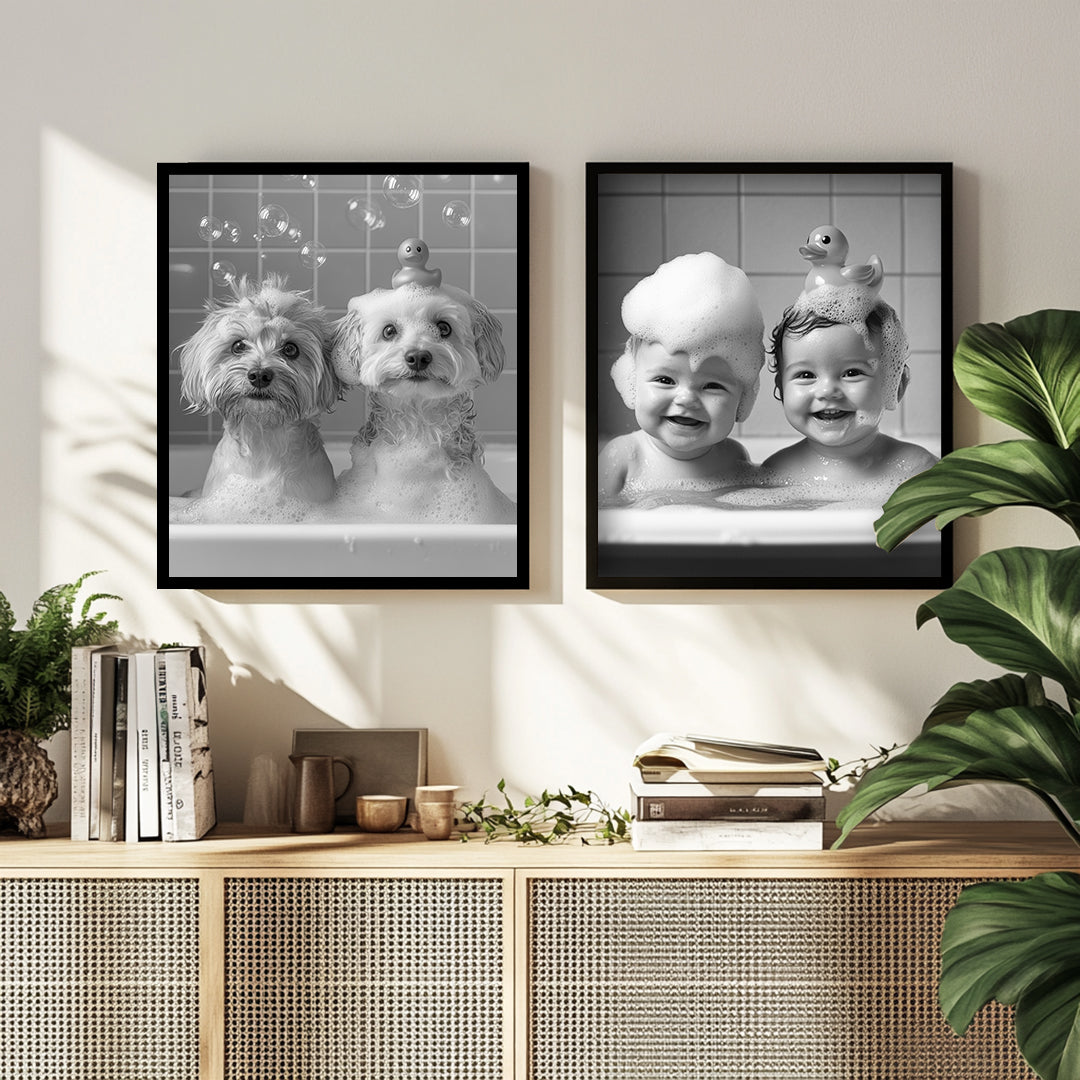 Custom Pet Portrait Digital Download - Funny Dog Wall Art, Pet Memorial Gift, Bathroom Decor Printable