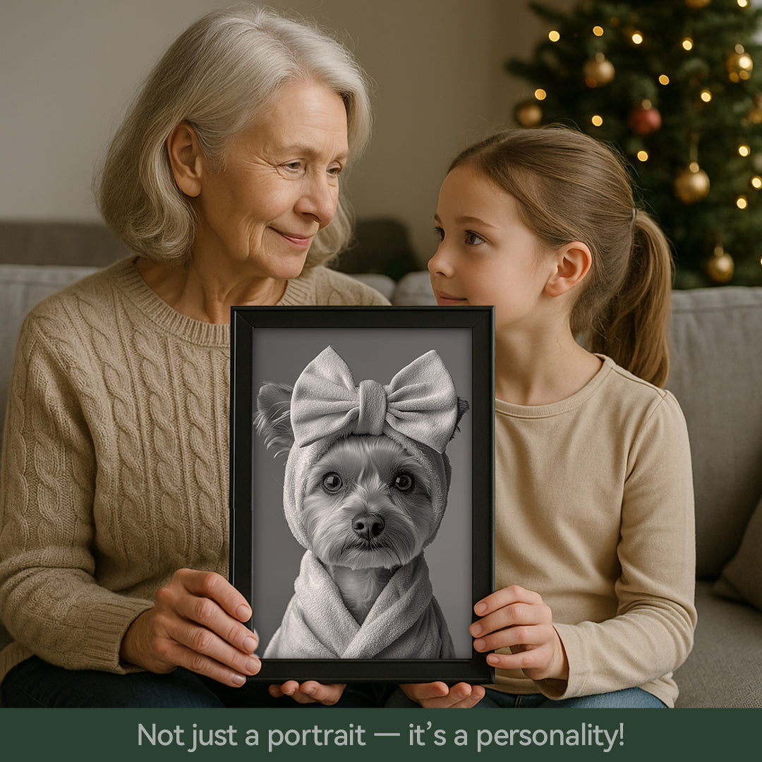 Custom Pet Portrait Digital Download - Funny Dog Wall Art, Pet Memorial Gift, Bathroom Decor Printable
