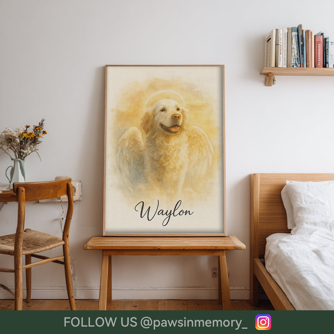 Custom Pet Memorial Portrait – Watercolor Angel Pet Art | Personalized Digital Download