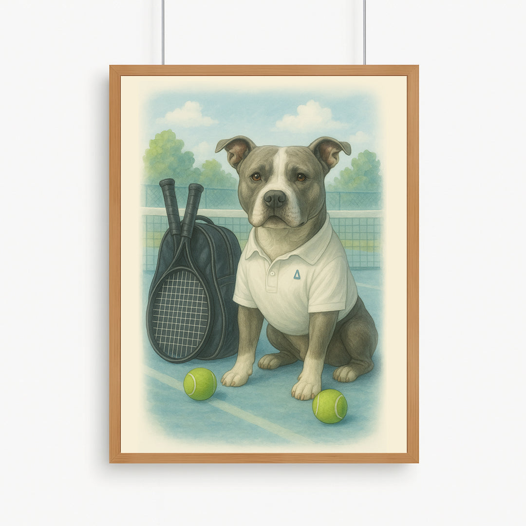 Printable Tennis Pet Portrait – Digital Download, Custom Dog & Cat Watercolor Art