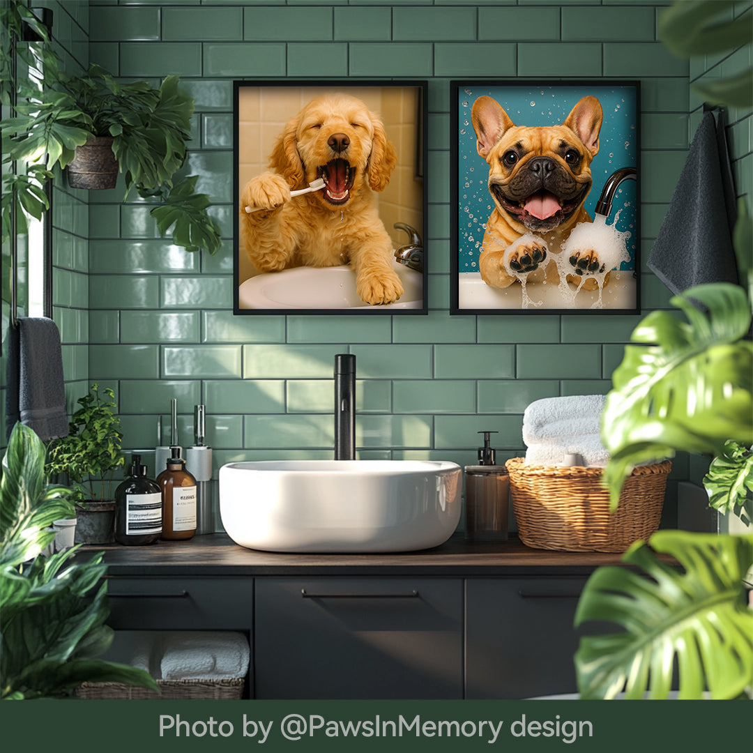 Custom Pet Portrait Digital Download - Funny Dog Wall Art, Pet Memorial Gift, Bathroom Decor Printable