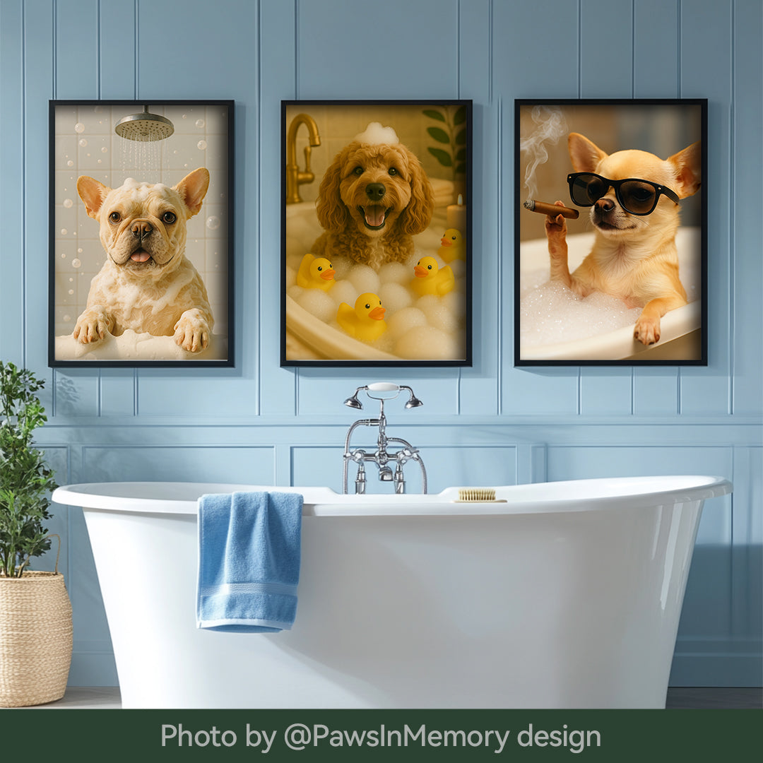 Custom Pet Portrait Digital Download - Funny Dog Wall Art, Pet Memorial Gift, Bathroom Decor Printable