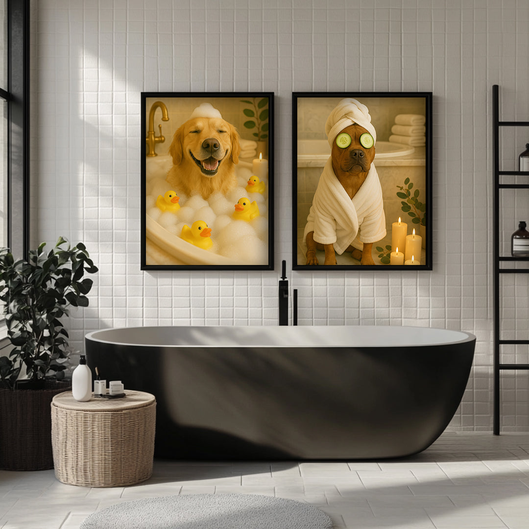 Custom Pet Portrait Digital Download - Funny Dog Wall Art, Pet Memorial Gift, Bathroom Decor Printable