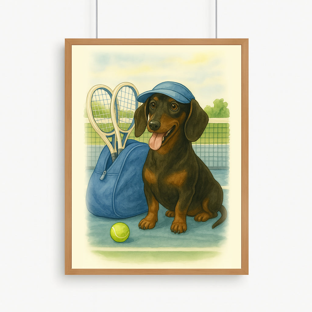 Printable Tennis Pet Portrait – Digital Download, Custom Dog & Cat Watercolor Art