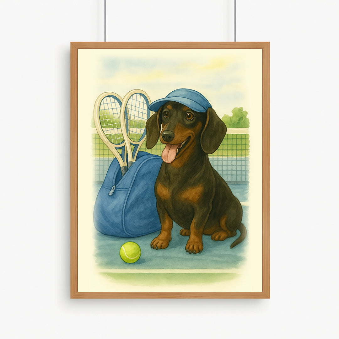 Printable Tennis Pet Portrait – Digital Download, Custom Dog & Cat Watercolor Art