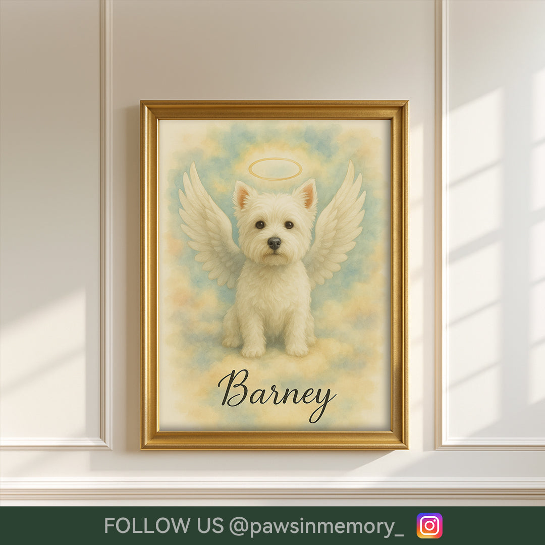 Custom Pet Memorial Portrait – Watercolor Angel Pet Art | Personalized Digital Download