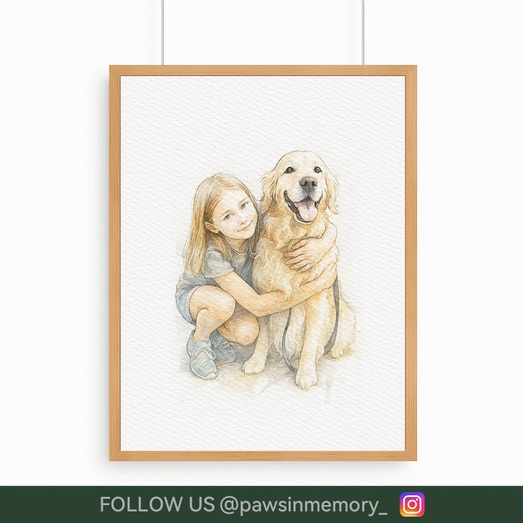 Custom Watercolor Portrait – Personalized People & Pet Illustration from Your Photo | Digital Download