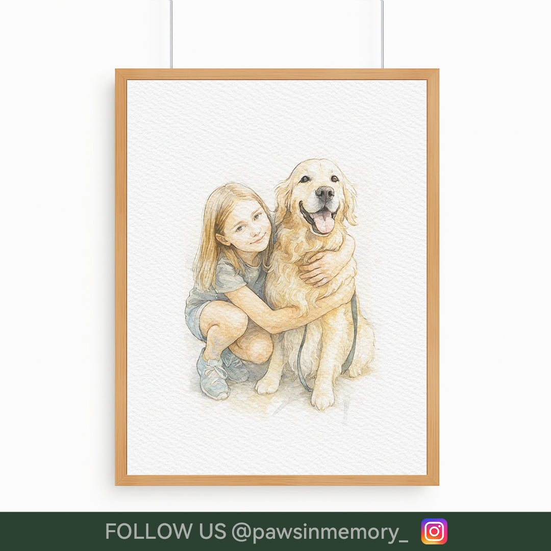 Custom Watercolor Portrait – Personalized People & Pet Illustration from Your Photo | Digital Download