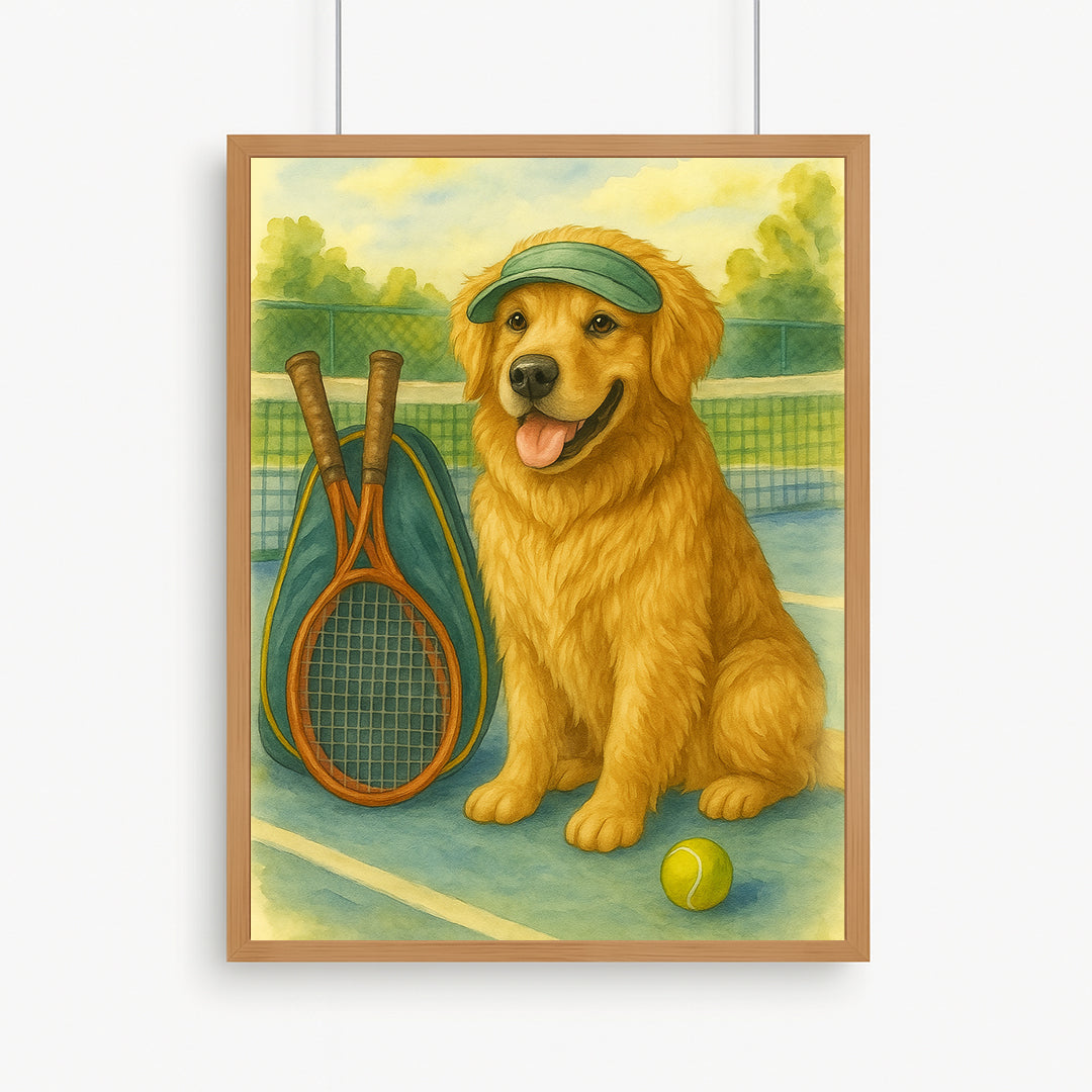 Printable Tennis Pet Portrait – Digital Download, Custom Dog & Cat Watercolor Art
