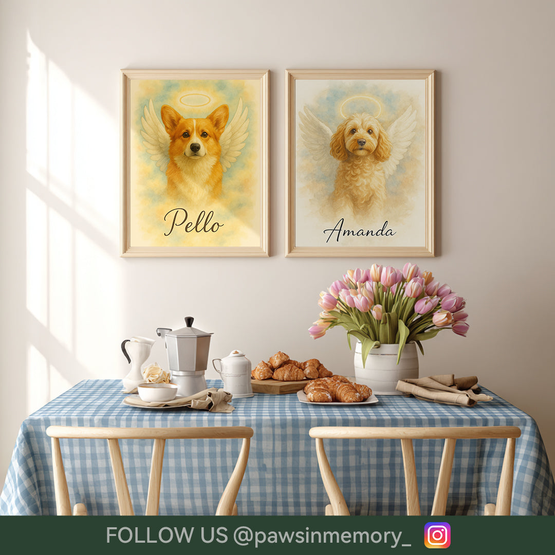 Custom Pet Memorial Portrait – Watercolor Angel Pet Art | Personalized Digital Download
