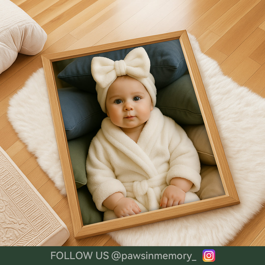Custom Baby Bath Portrait · Personalized Towel Robe Baby Wall Art · Cute Infant Illustration · Digital Download