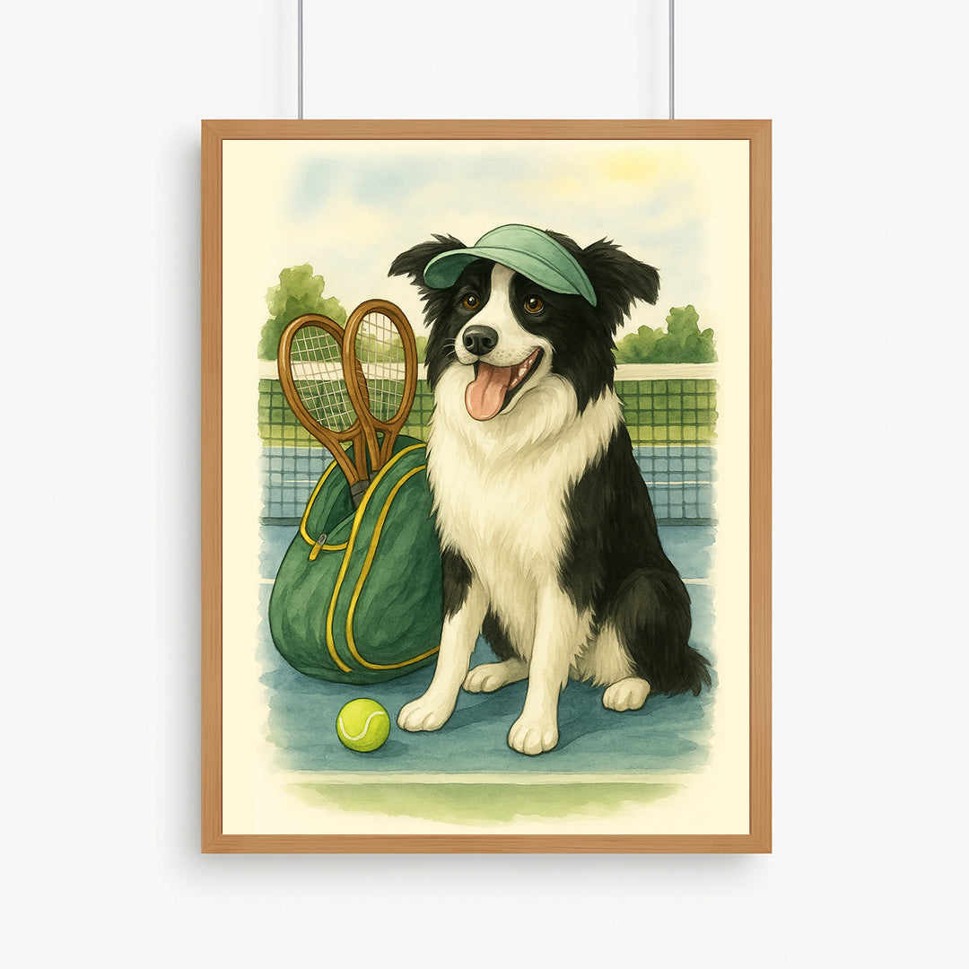 Printable Tennis Pet Portrait – Digital Download, Custom Dog & Cat Watercolor Art