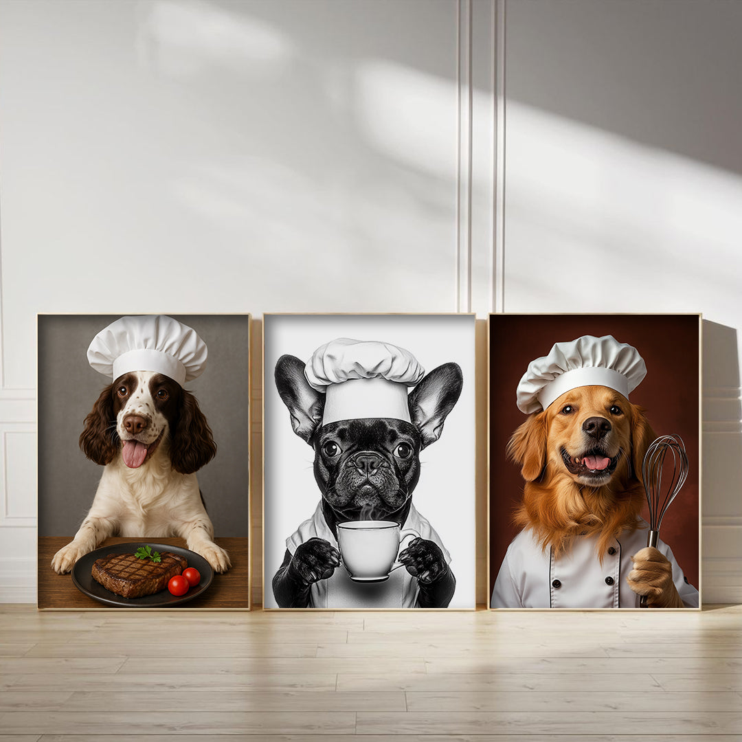 Custom Pet Portrait Digital Download – Funny Dog Café & Kitchen Wall Art