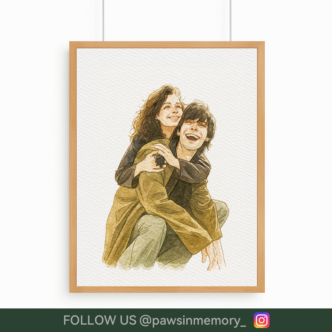 Custom Watercolor Portrait – Personalized People & Pet Illustration from Your Photo | Digital Download