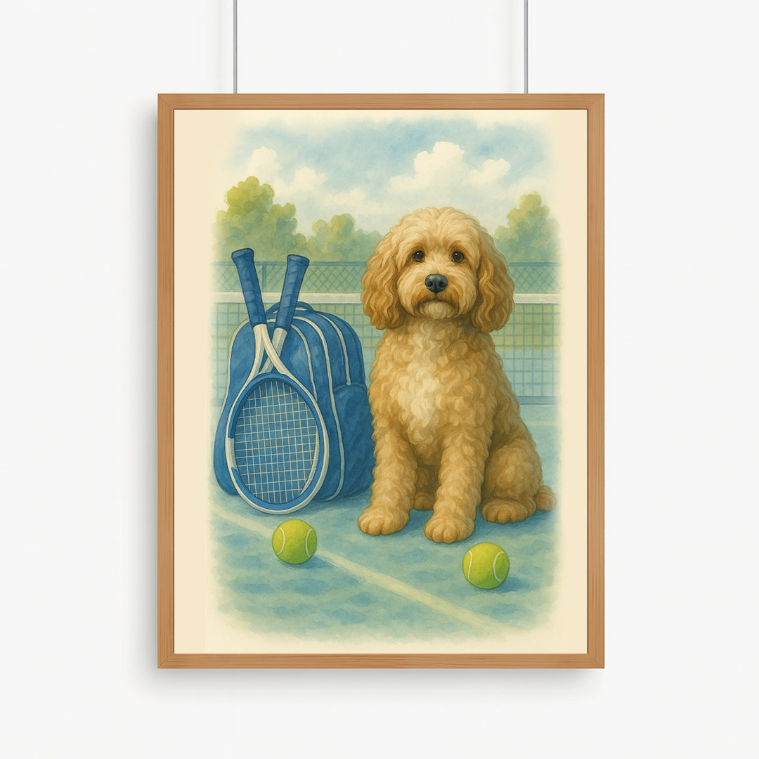 Printable Tennis Pet Portrait – Digital Download, Custom Dog & Cat Watercolor Art