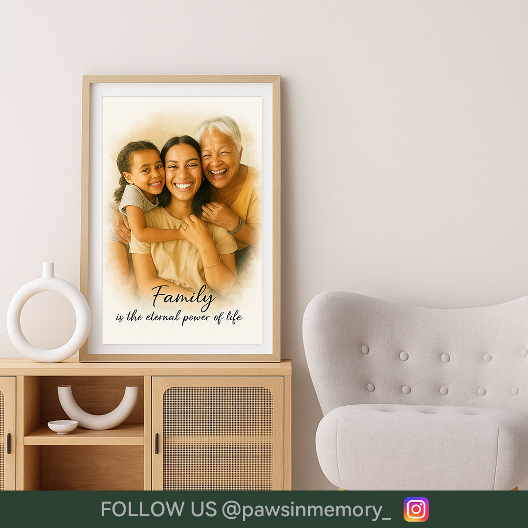 Custom Family Watercolor Portrait – Splash Ink Style Illustration | Personalized Digital Download