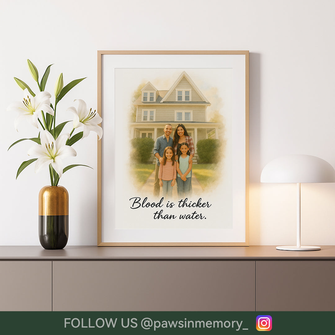 Custom Family Watercolor Portrait – Splash Ink Style Illustration | Personalized Digital Download