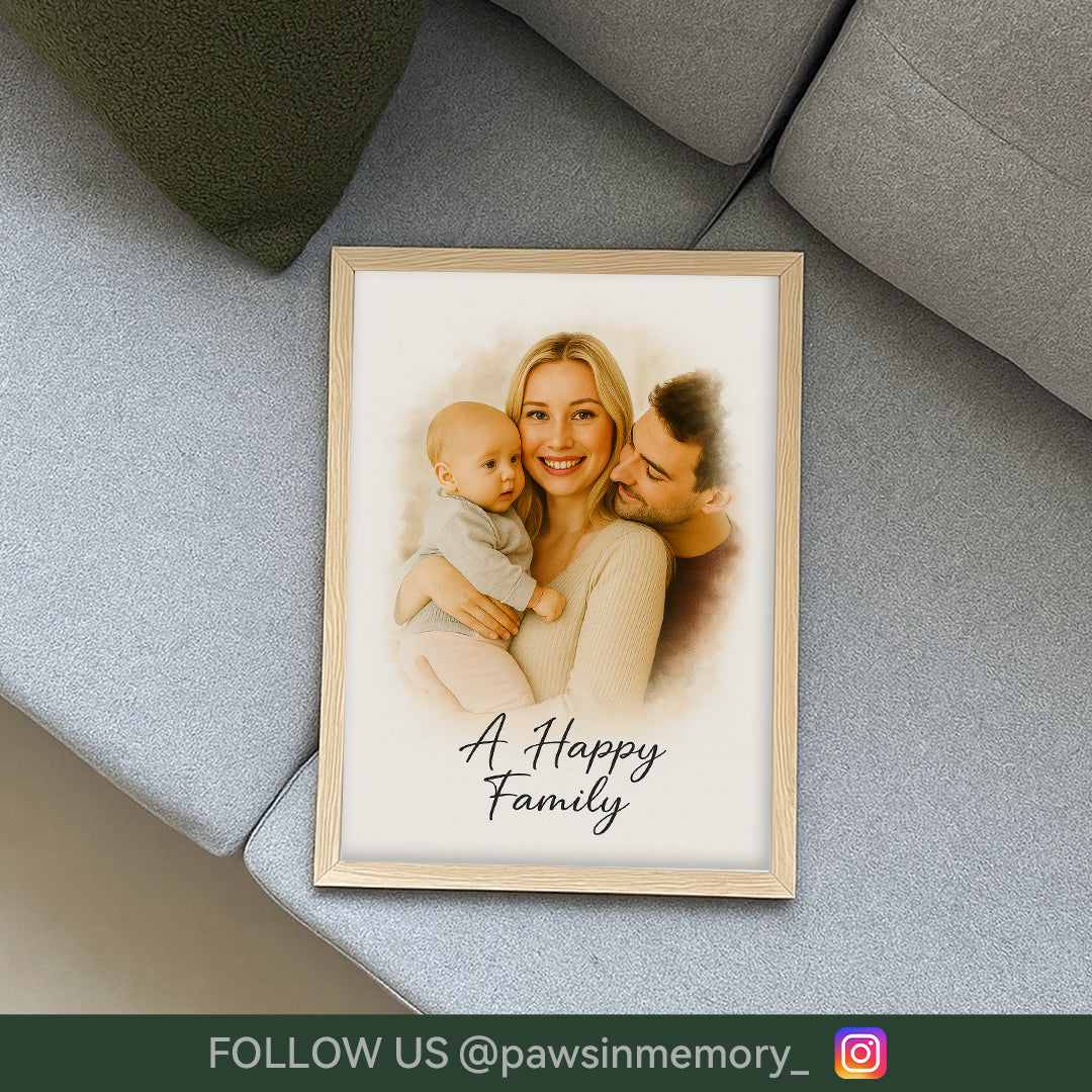 Custom Family Watercolor Portrait – Splash Ink Style Illustration | Personalized Digital Download