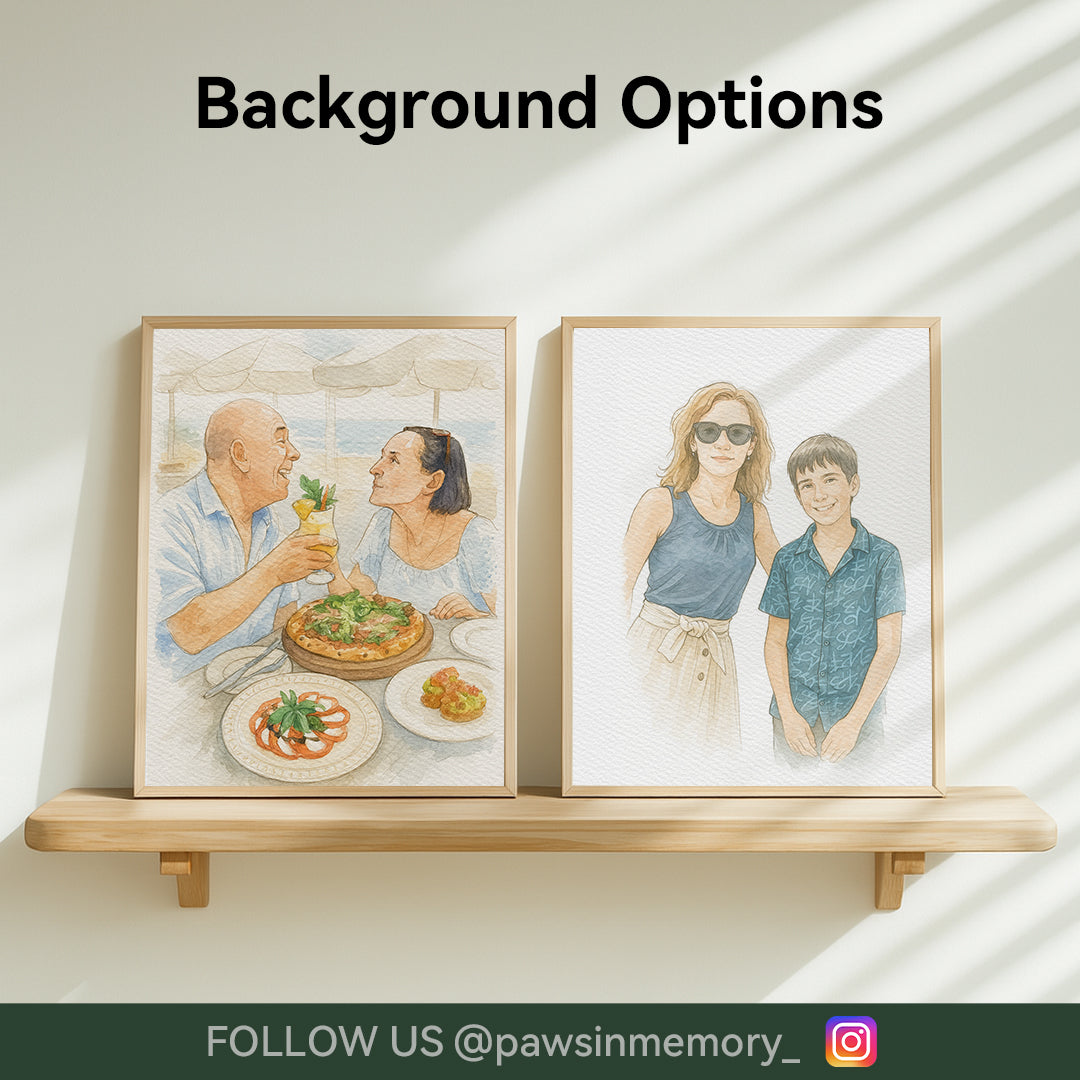 Custom Watercolor Portrait – Personalized People & Pet Illustration from Your Photo | Digital Download