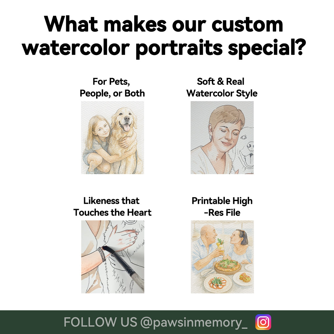 Custom Watercolor Portrait – Personalized People & Pet Illustration from Your Photo | Digital Download