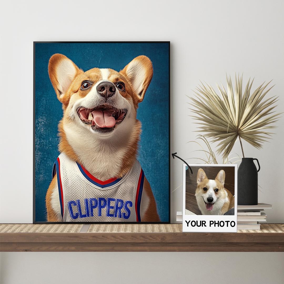 Custom Pet Portrait – Funny Basketball Theme Dog Art | Pro Hoops Digital Download