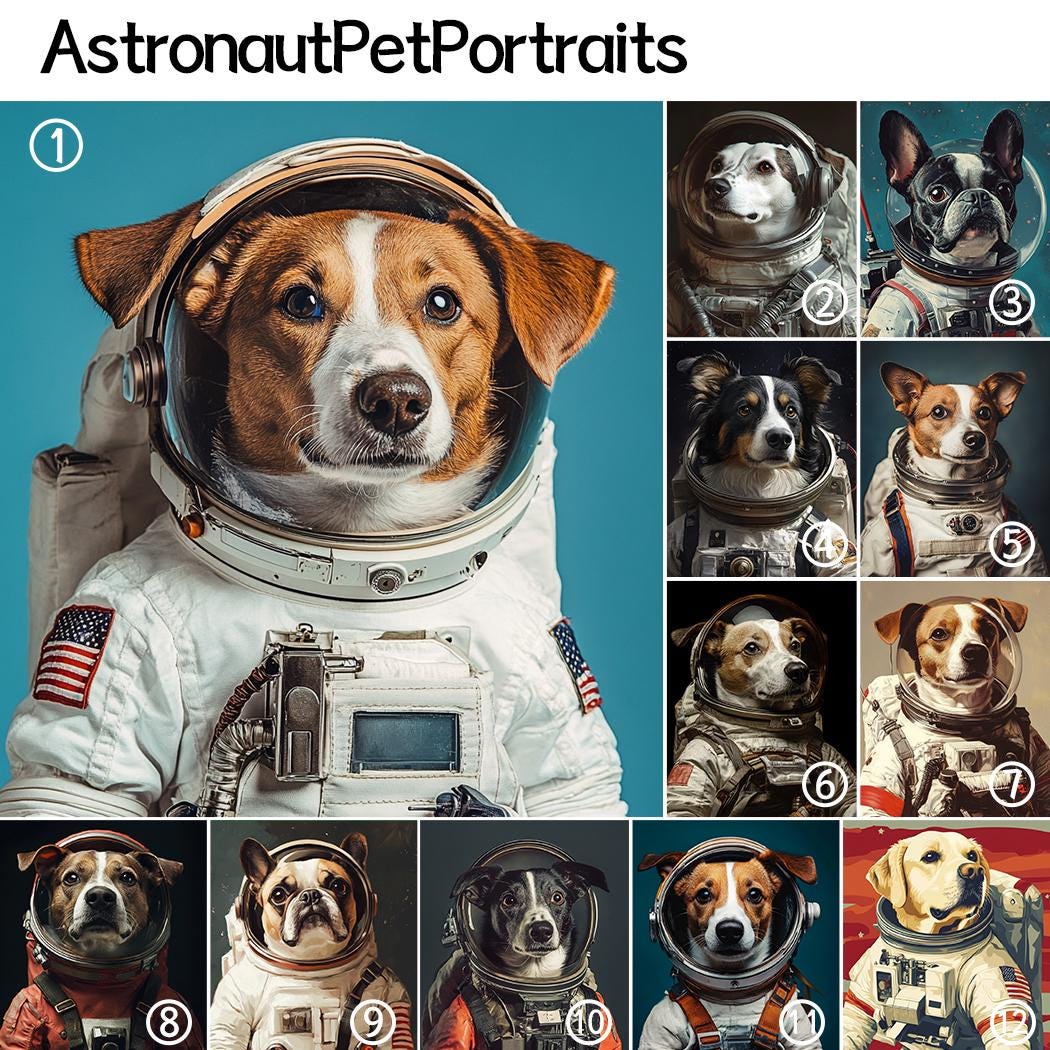 Custom Pet Portrait – Space Explorer Dog Art | Funny Astronaut Pet Digital Download