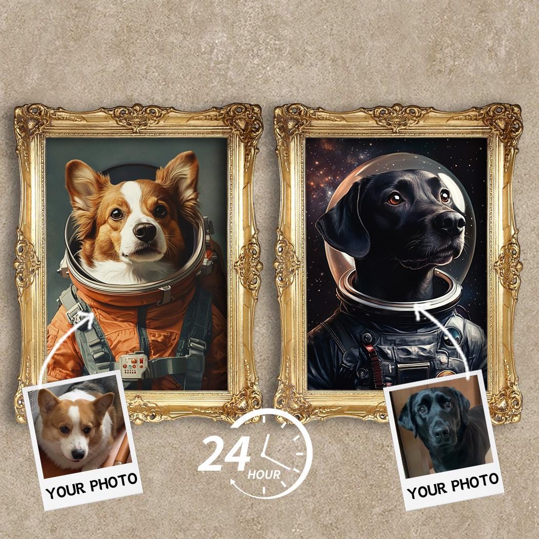Custom Pet Portrait – Space Explorer Dog Art | Funny Astronaut Pet Digital Download