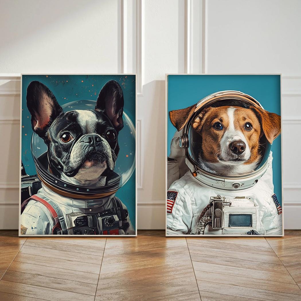 Custom Pet Portrait – Space Explorer Dog Art | Funny Astronaut Pet Digital Download