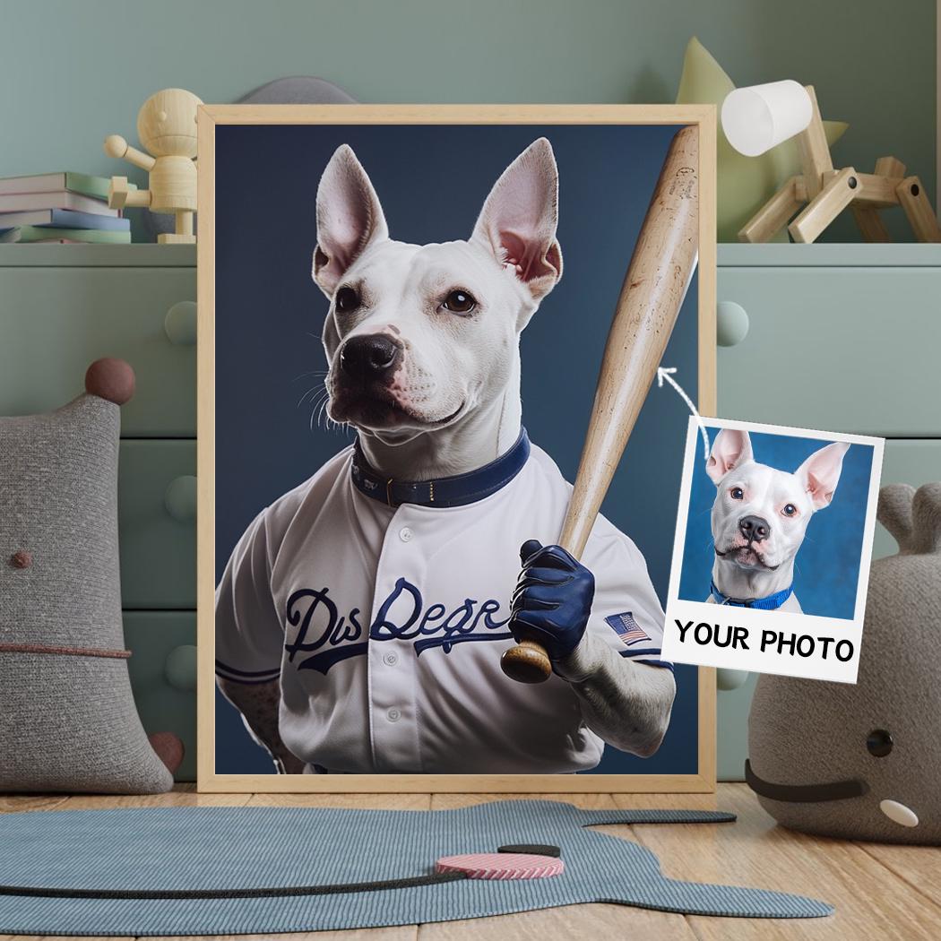 Custom Pet Portrait – Funny Baseball Theme | Dog Sports Art Digital Download