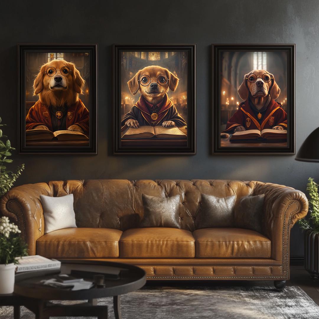 Custom Pet Portrait – Harry Potter Wizard Dog Art | Magical Digital Download for Pet Lovers