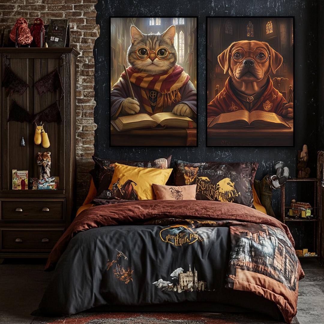 Custom Pet Portrait – Harry Potter Wizard Dog Art | Magical Digital Download for Pet Lovers