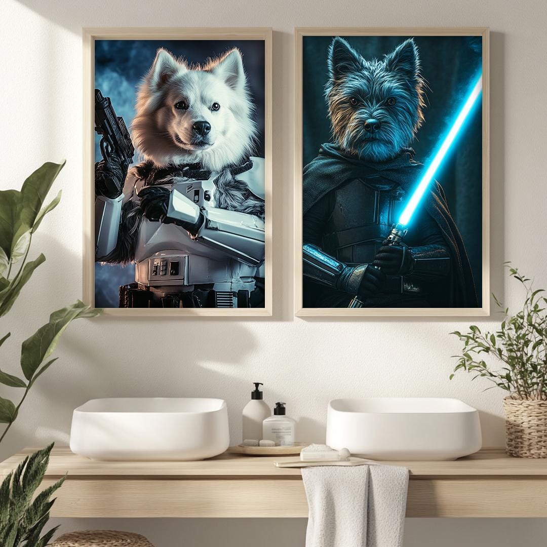 Custom Pet Portrait – Star Wars Inspired Dog Art | Funny Space Theme Digital Download