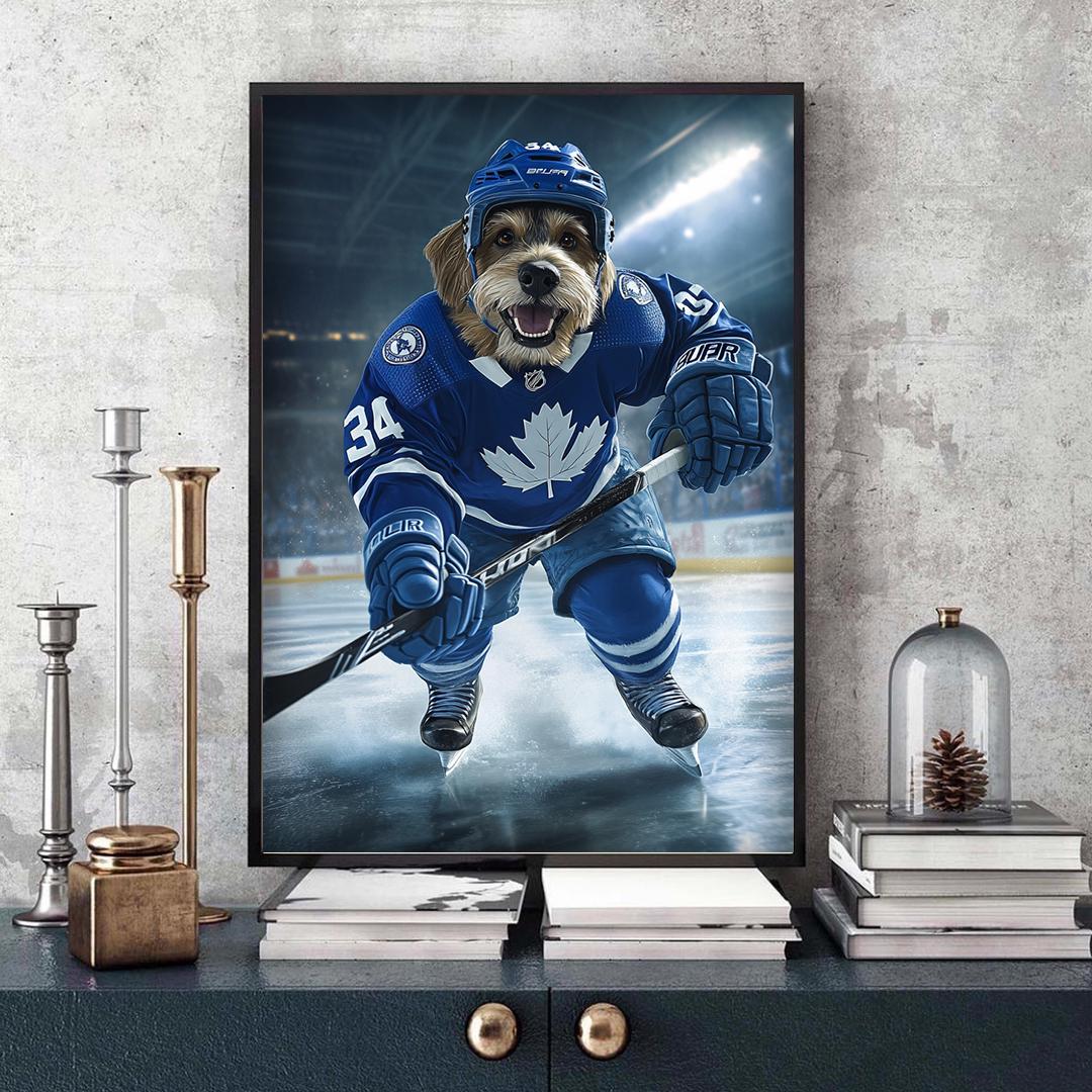 Custom Pet Portrait – Funny Hockey Theme | Dog Sports Art Digital Download