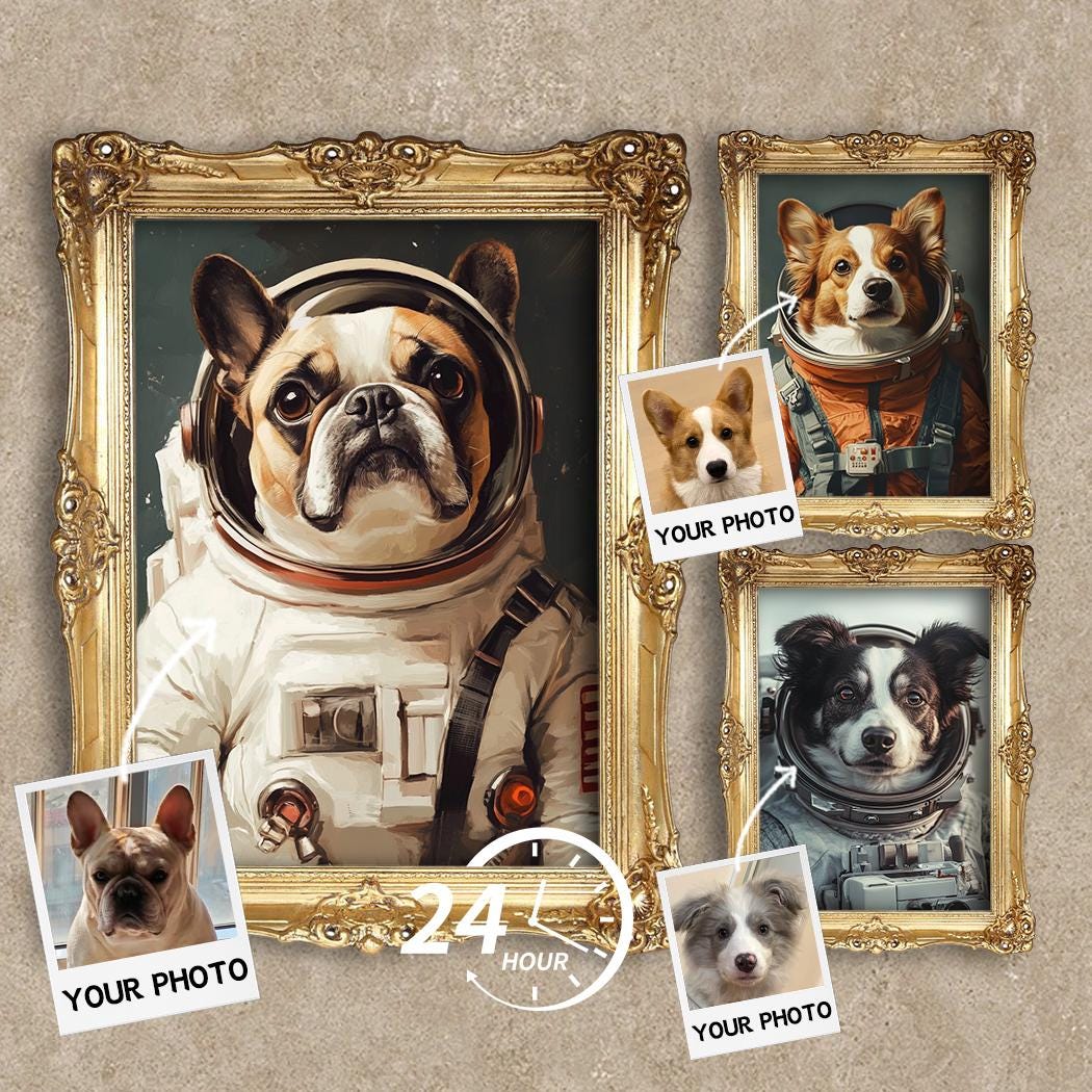 Custom Pet Portrait – Space Explorer Dog Art | Funny Astronaut Pet Digital Download