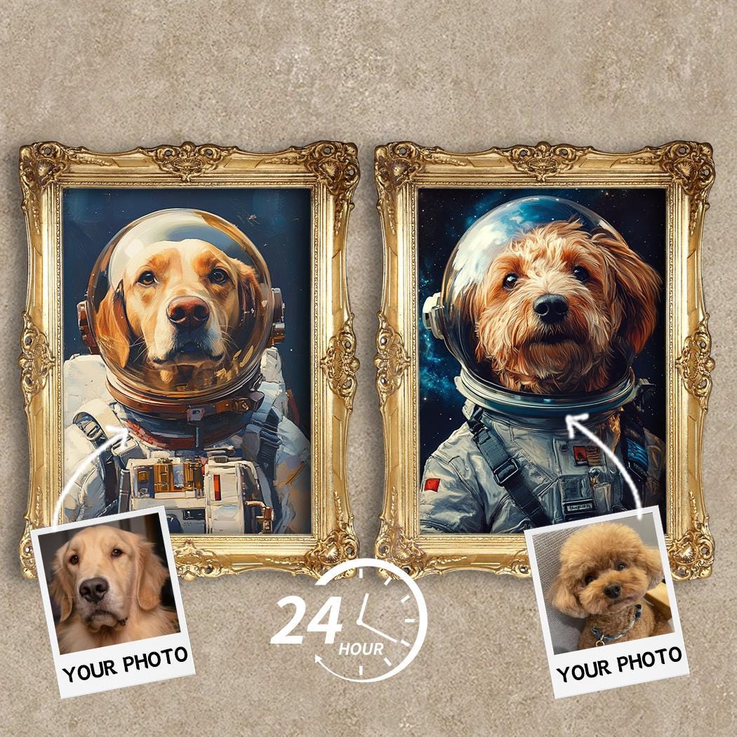Custom Pet Portrait – Space Explorer Dog Art | Funny Astronaut Pet Digital Download