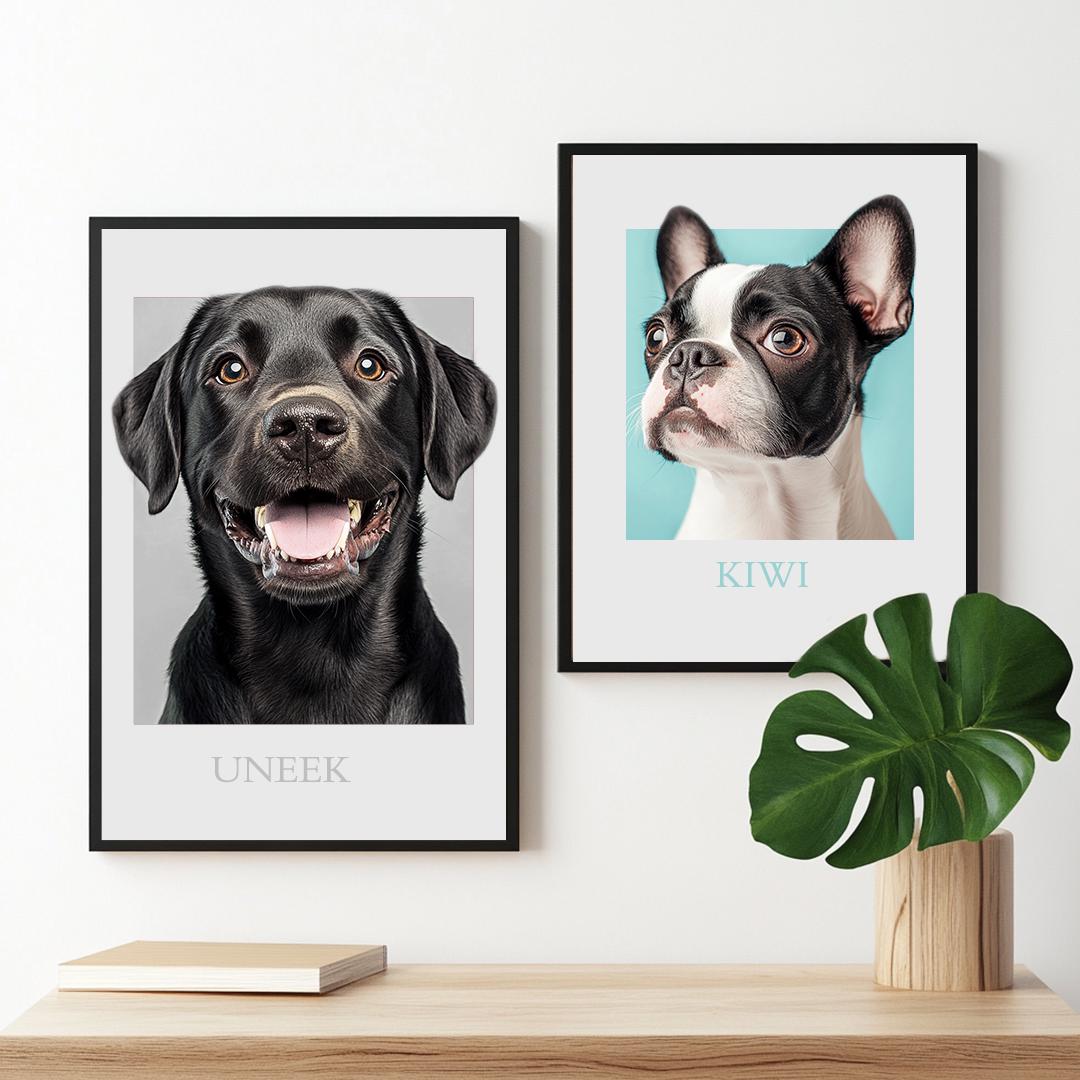Custom Pet Portrait – Oil Painting Style with Personalized Signature | Elegant Digital Art Download