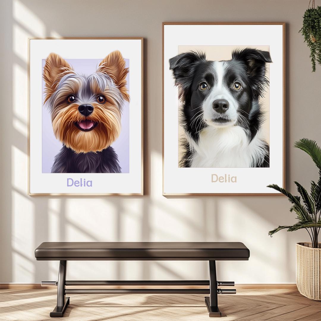 Custom Pet Portrait – Oil Painting Style with Personalized Signature | Elegant Digital Art Download