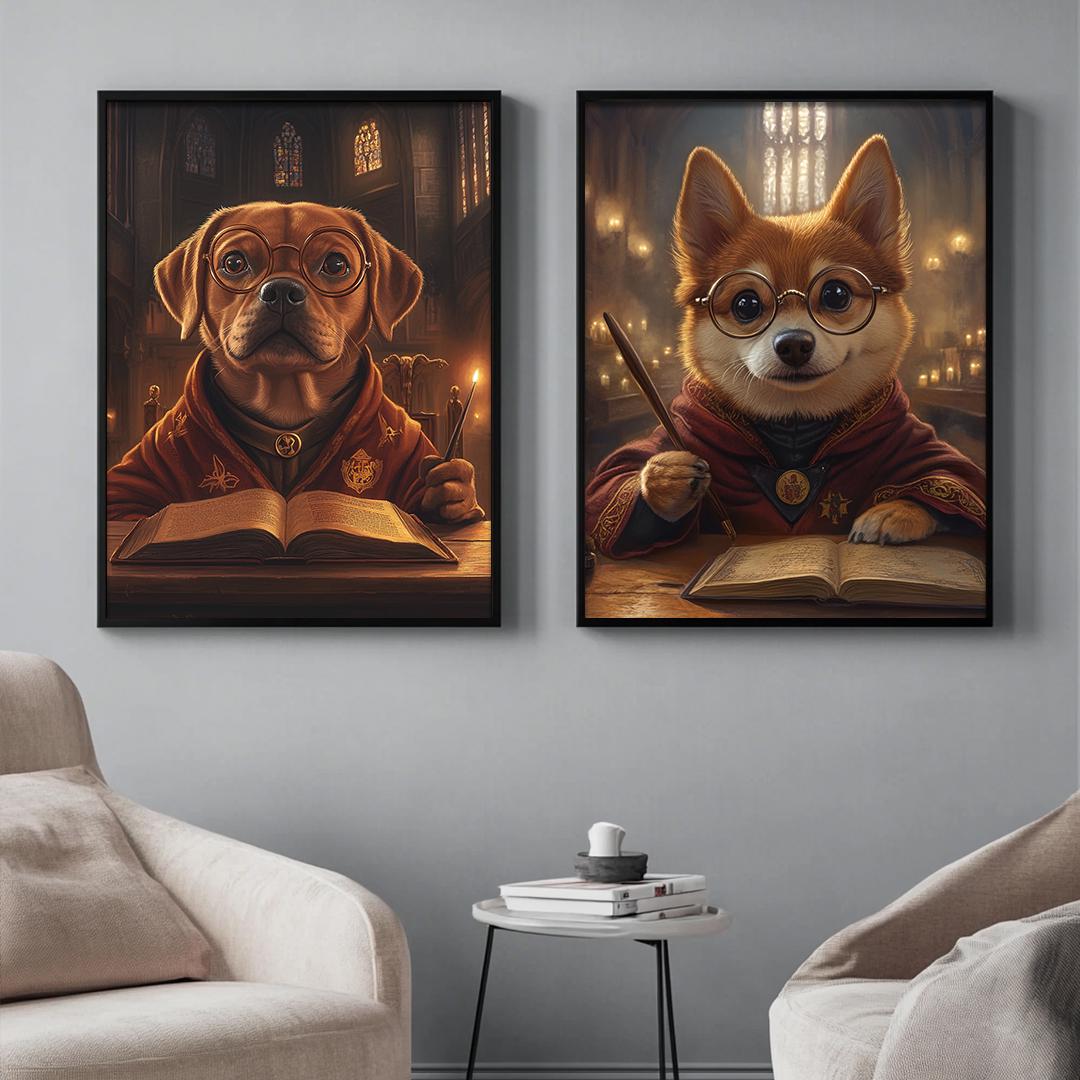 Custom Pet Portrait – Harry Potter Wizard Dog Art | Magical Digital Download for Pet Lovers