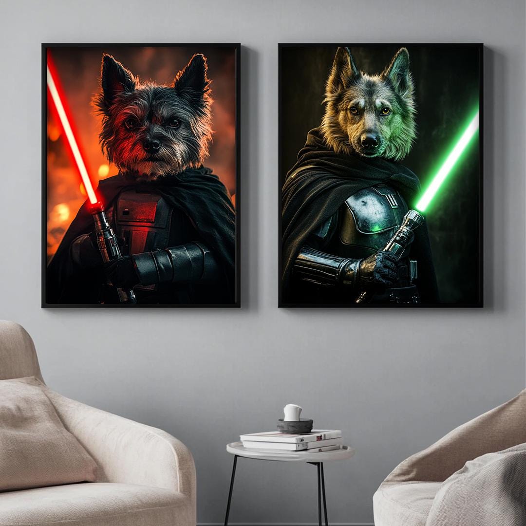 Custom Pet Portrait – Star Wars Inspired Dog Art | Funny Space Theme Digital Download